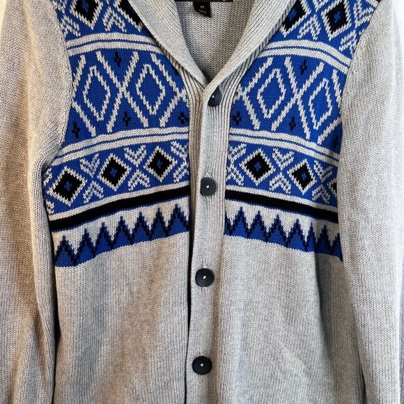 Helix Vintage Fair Isle Shawl Collar Fisherman Sweater Mens Size Medium Cotton - Picture 9 of 10